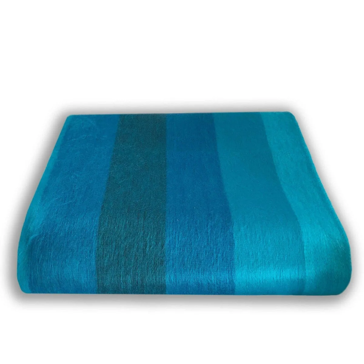 Gefaltete ECUALAMA Decke mit blau-türkisen Streifen – Bild 4